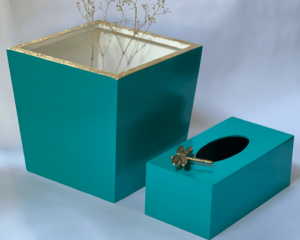 Wooden Tissue box & Dustbin